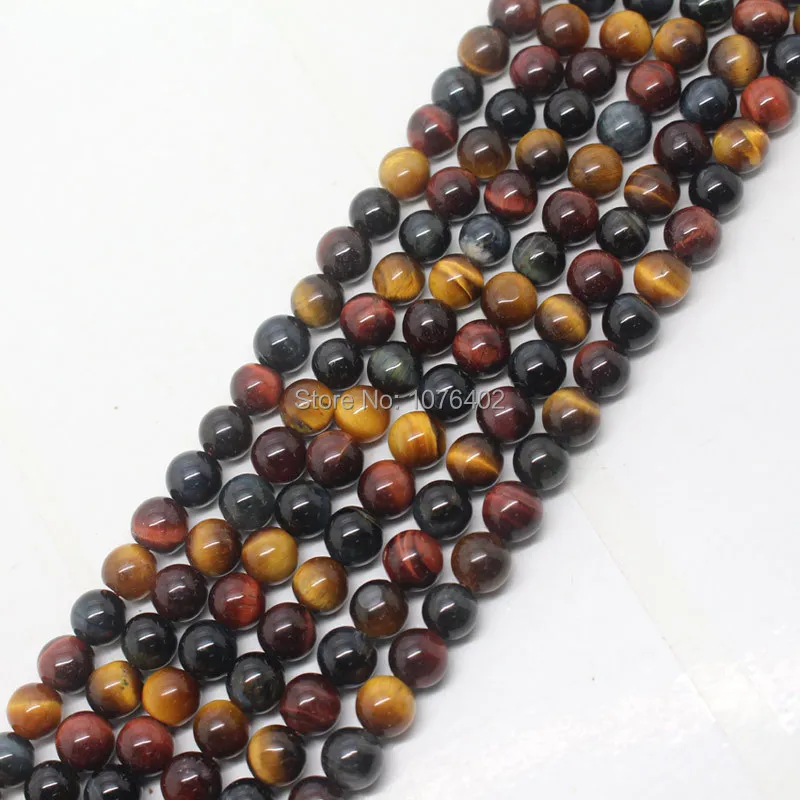 Wholesales 62pcs,6mm Beautiful Multicolor Tiger's Eye Round Loose Beads 15