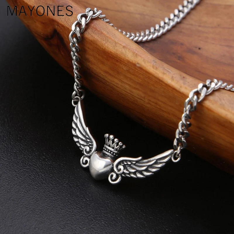 

3.5mm Real 925 sterling silver Jewelry Angel Wing lovers' Pendant Necklaces LOVE Gift for boyfriend girlfriend free shipping