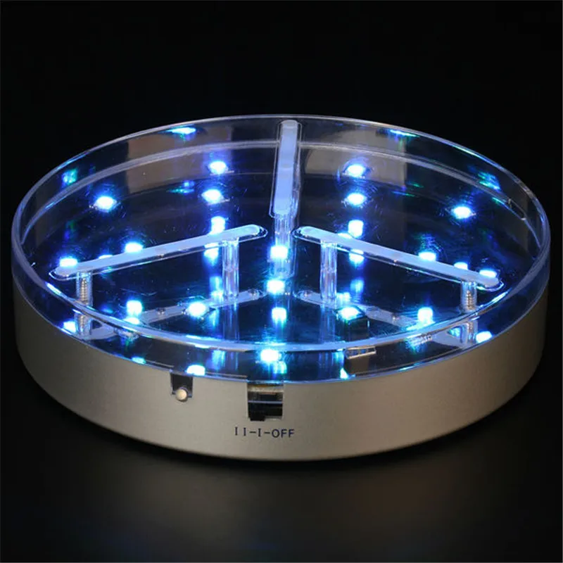 

6inch Centerpiece Round LED Vase Base Light with 19 Super Bright RGB Leds for Wedding and Party Vases Table Decoration