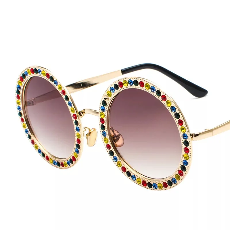 Women's Oversize Big Sunglasses Pink Colorful Crystal Stones Shades for Woman Designer Extra Fashion Sun Glasses Clear Frame