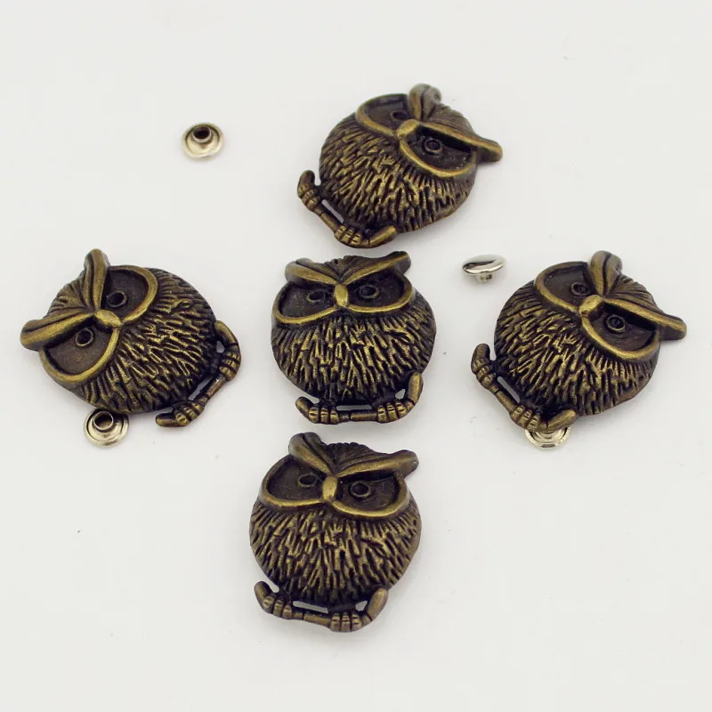 5pcs Retro Bronze Silver Zinc Alloy Owl Skull Spikes For Clothing Punk Rivets Leather Craft Tachas Para Ropa