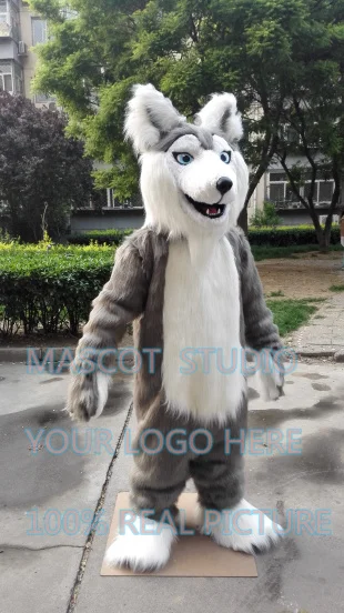 Linh Vật Thực Tế Husky Huskie Linh Vật Trang Phục Chó Fursuit Tùy Chỉnh Lạ Mắt Trang Phục Anime Cosplay Bộ Dụng Cụ Mascotte Áo Lạ Mắt