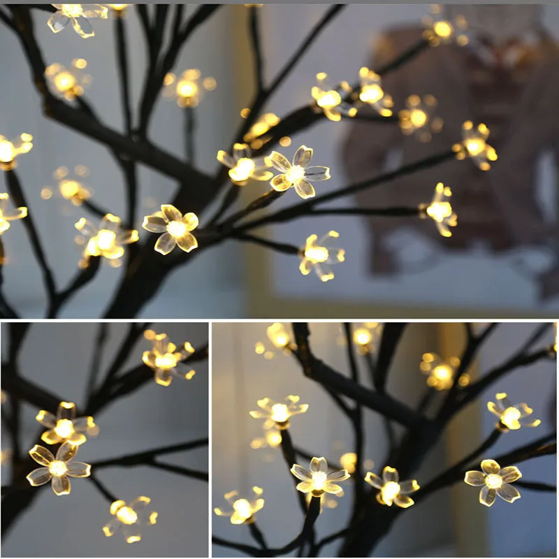 mycyk Hot led cherry tree lampsimulation plum blossom lamp decoration small night lamp interior decoration 24/36/48cm led light