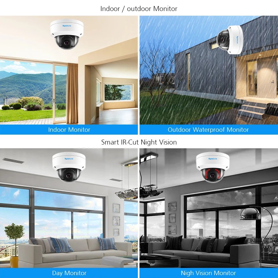 Imagem -03 - Kit de Câmera ip Dome à Prova de Vandalismo Sistema de Vigilância por Vídeo Poe Segurança Interior e Exterior P2p Onvif H.265 Mais 8ch 4k Nvr 5mp 4mp