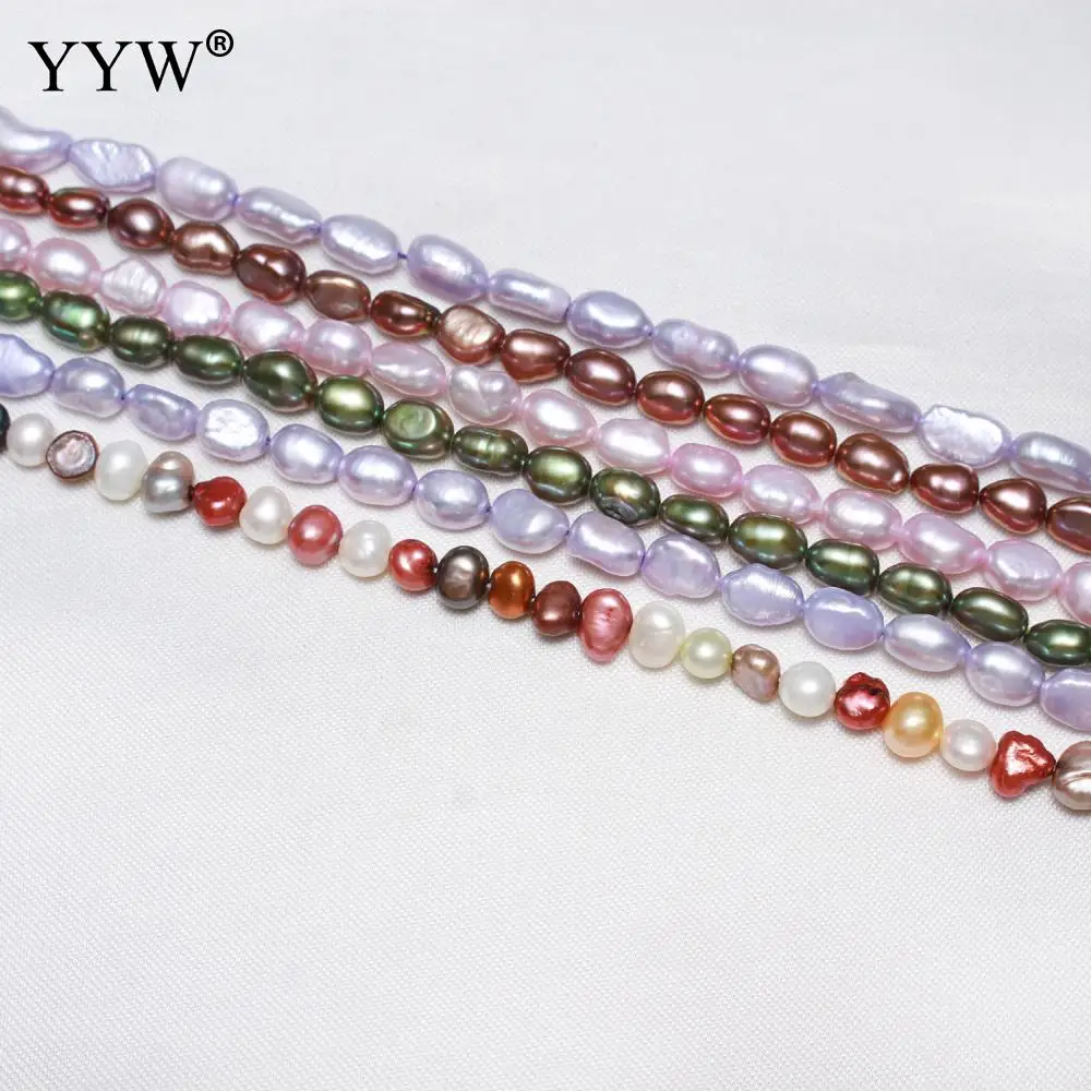 YYW High Quality Cultured Baroque Freshwater Pearl Beads Nuggets 5-6mm Mul Colors Approx 0.8mm Sold Per 15.4 Inch Strand