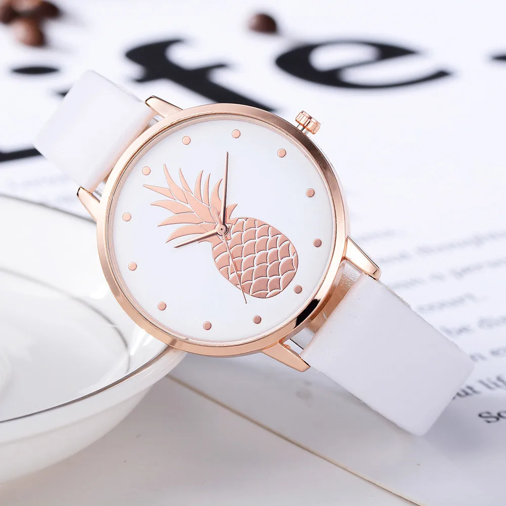 Montre-bracelet en cuir pour femmes, motif ananas, à la mode, analogique, à quartz, nouvelle collection 2022