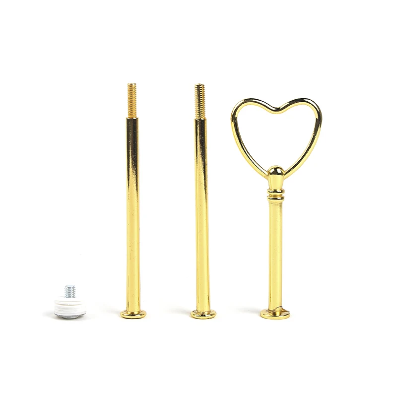 Wholesale-Hot Sale!!! 3 Tier Cake Plate Stand Handle Gold and Silver Heart Style Fitting Metal Wedding Party