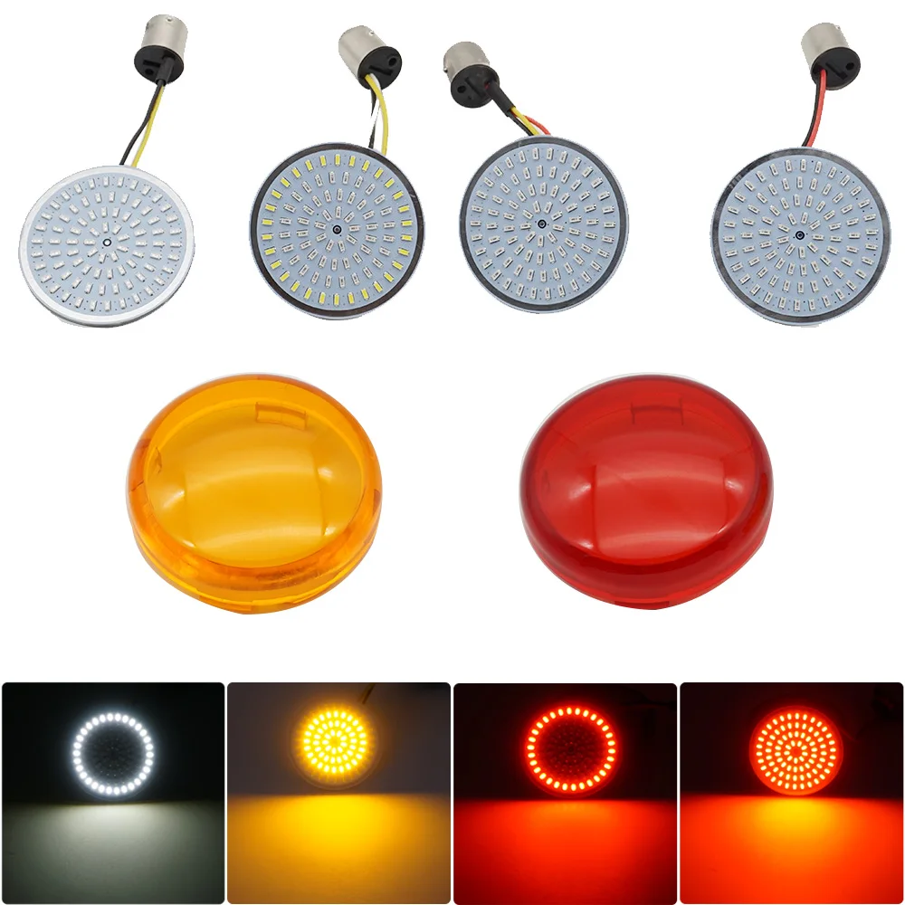 Bullet Turn Signal Indicator Light Lamp 1156 1157 LED Inserts Light for Motorcycle Harley Touring Sportster Glide Dyna FLSTF CVO