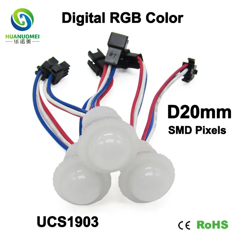 DC12V 20mm UCS1903 Adressable LED Pixel Module Light 5050 SMD RGB Digital Lightbox TV Bulb Waterproof Amusement Park Ride Lamp