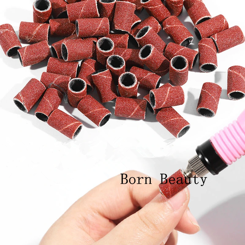 100 pcs/pack Grit Sandpaper Circle For Rotary Nail Drill Bits Polishing Clean Grinding Pedicure Manicure Sanding Accessory Tools