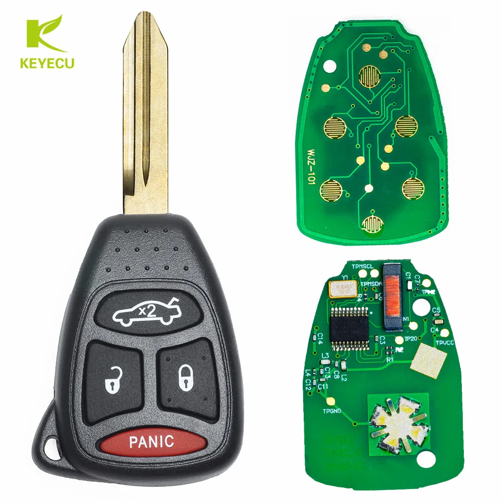 KEYECU New Replacement Remote Key Fob 3+1 Button With Chip ID46 for Chrysler Aspen, Dodge Durango, Jeep Liberty FCC ID: KOBDT04A