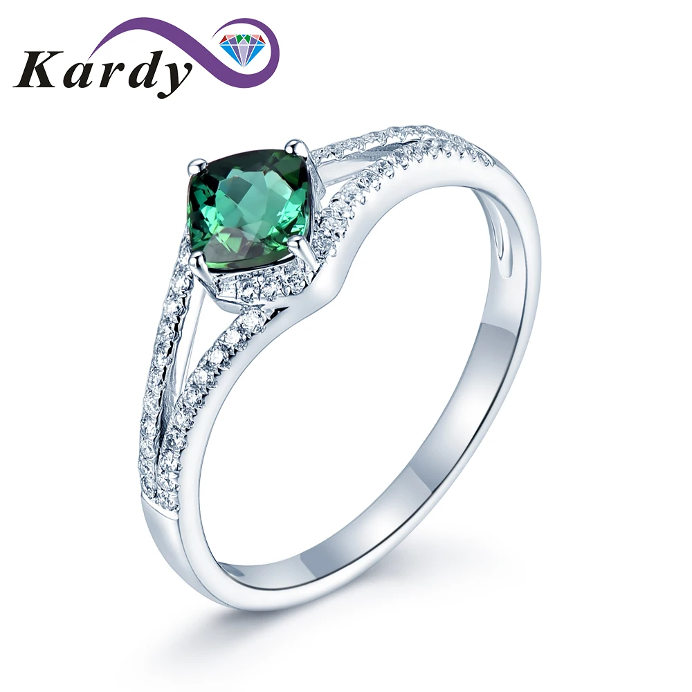 

Rare Natural Blue Green Tourmaline Gemstone Diamond 14K White Gold Wedding Engagement Fashion Ring for Women