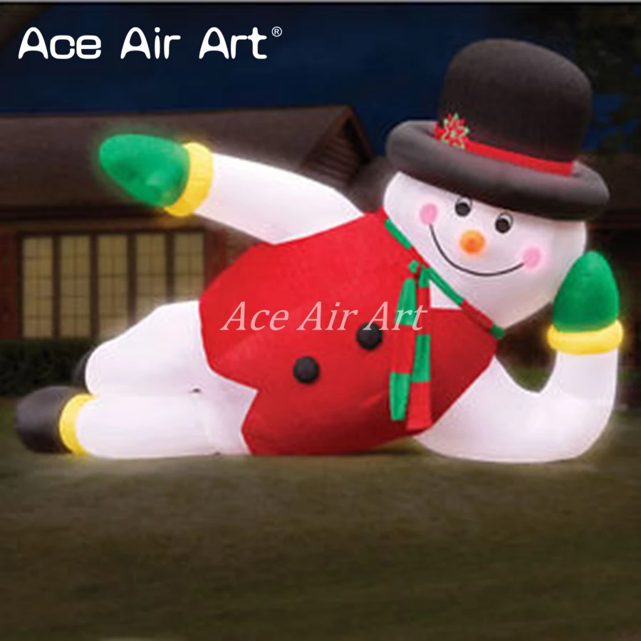 Giant Lying Lighting Inflatable Christmas Snowman 6m L Christmas Decoration without Lights