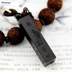 New Fashion Lucky Ebony Key chain Men Women Wood car key ring rectangle key holder party Gift jewelry Wholesale K1530