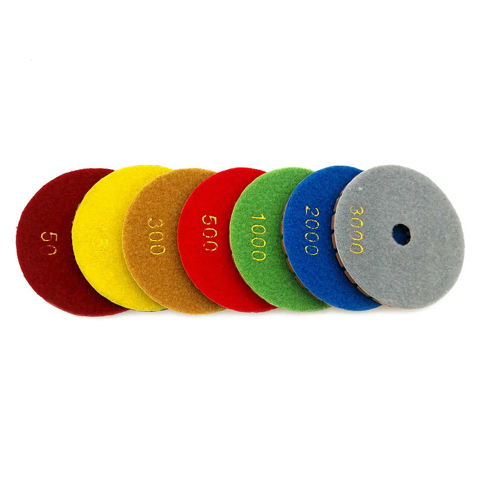 RIJILEI 7PCS/Set 4 Inch Diamond Polishing Pads For Concrete Floor Marble Thicknees 6mm Wet Grinding Discs Polishing Stone LW03