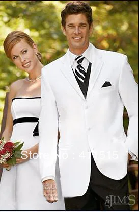 FREE shipping!top sell White Groom Tuxedos Notch Lapel Groom/men Men Wedding groom wear dress/custom made cheap man for suits