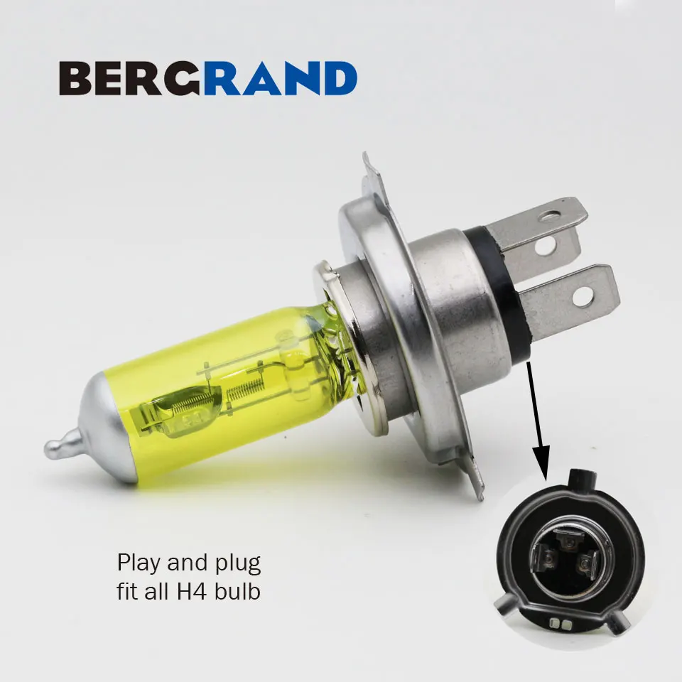 2PCS Bulbs H4 12V 60/55W Halogen Lamp Yellow Headlight Bulb Far& Near the light DC 12V Best Penetration light bulbs for auto image 4
