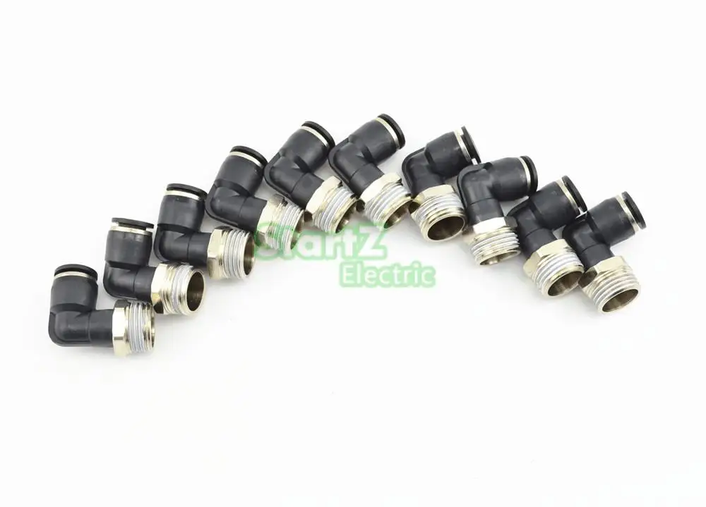 Conector de codo macho neumático, accesorio de aire de tubo, rosca de 12mm X 1/2 '', alta calidad, 10 piezas