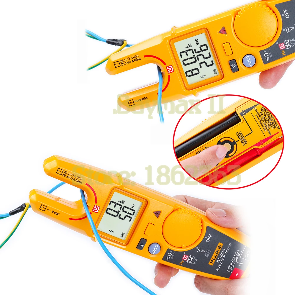 Fluke T6-1000 Non-Contact AC True RMS Voltage/Current Clamp Meter with Hz, Resistance Test