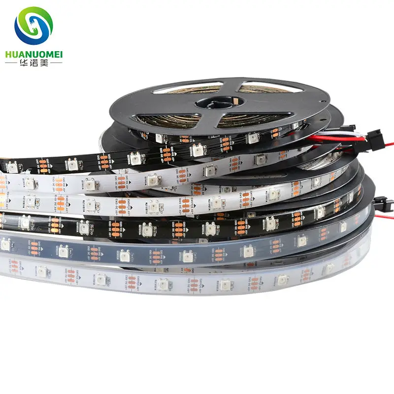 DC5V 5050 SMD Digital 30LEDs/m WS2812B LED Strip WS2812 Pixel RGB Flexible Tape Light WS2811 Chip White Black PCB IP20 IP65 IP67