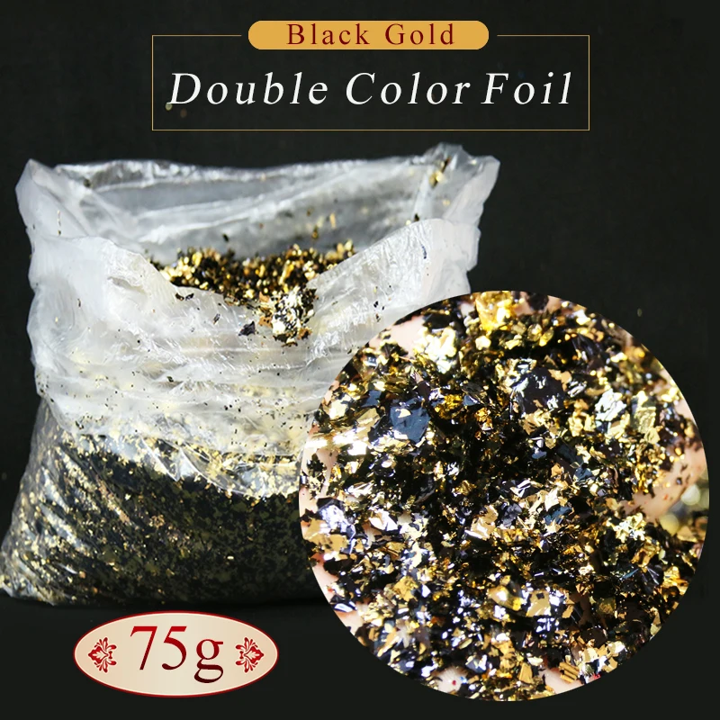 

Imitation Gold Foil Fragment Double Color Gold-Black Foil 75g for Nail Arts, Arts & Crafts, Home Improvement, Decoration