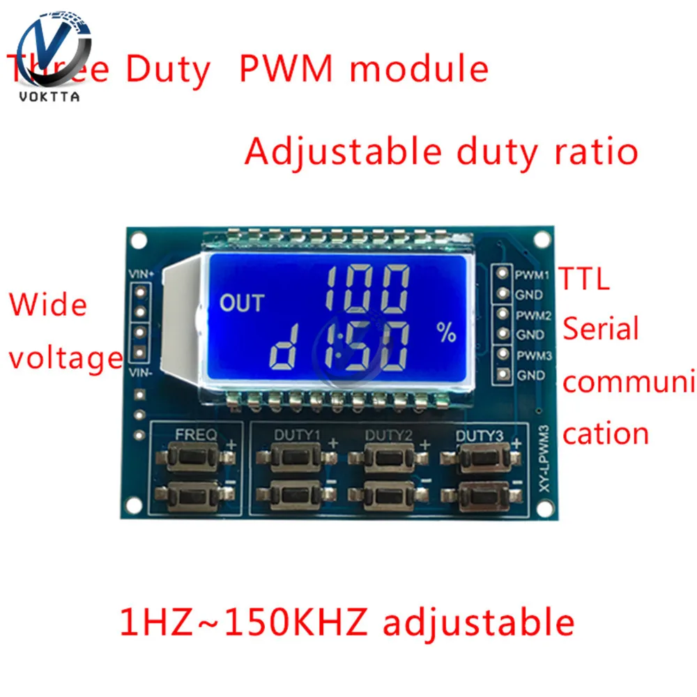 3 Way Frequency Meter Signal Generator Module 1Hz-150 KHz Duty Cycle PWM Pulse Signal Generator with LCD Display