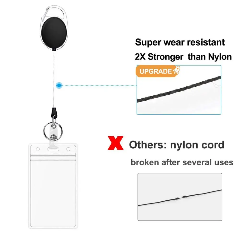 Porta-crachá retrátil com clipe de carretel, titular de cartão de identificação claro, estojo para mulheres e homens, ônibus de crédito ou visita