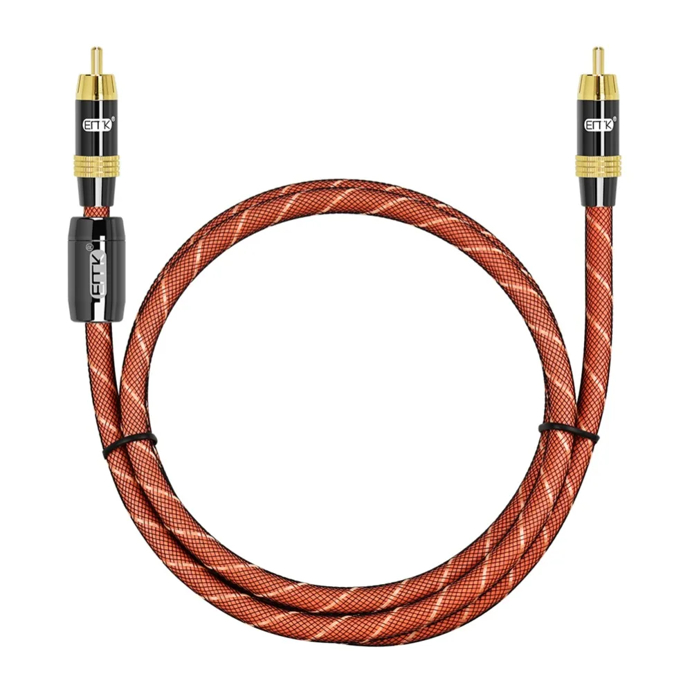 EMK kabel RCA cyfrowy kabel koncentryczny Subwoofer kabel z męskiego na męskie pleciony 3m 5m 10m RCA do RCA kabel RCA dla TV wzmacniacz Sounbar DVD