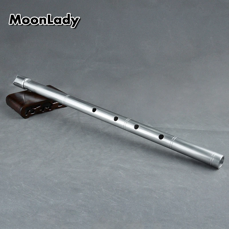 Chinese Traditional Vertical D Key  Metal Shakuhachi 5 Holes Musical Instruments New Arrival Silver Flute  Metal Instrument