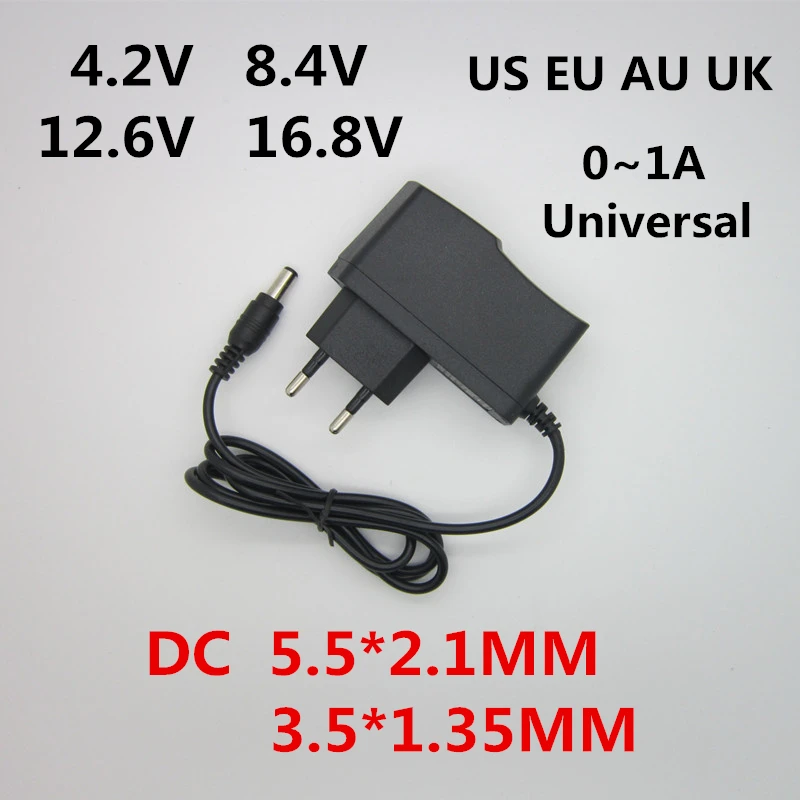 AC 100-240V DC 4.2V 8.4V 12.6V 16.8V 1A Charger Power Adapter supply 4.2 8.4 12.6 16.8 V 1000MA for 18650 Lithium Li-ion Battery