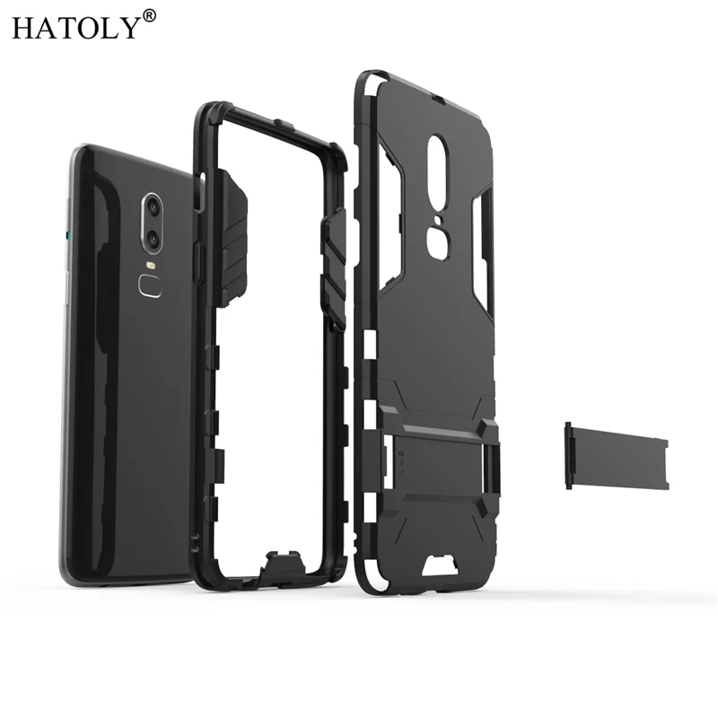 For Cover Oneplus 6 Case Shockproof Armor Hard Case For Oneplus 6 Silicone Anti-fall Stand Phone Bumper Cover For Oneplus 6 Case