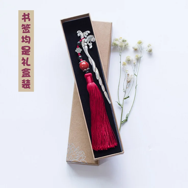 Chinese Style Classical Tassel Metal Bookmark Novelty Creative Stationery Handmade Retro Book Markers Cute Antique Teacher Gift