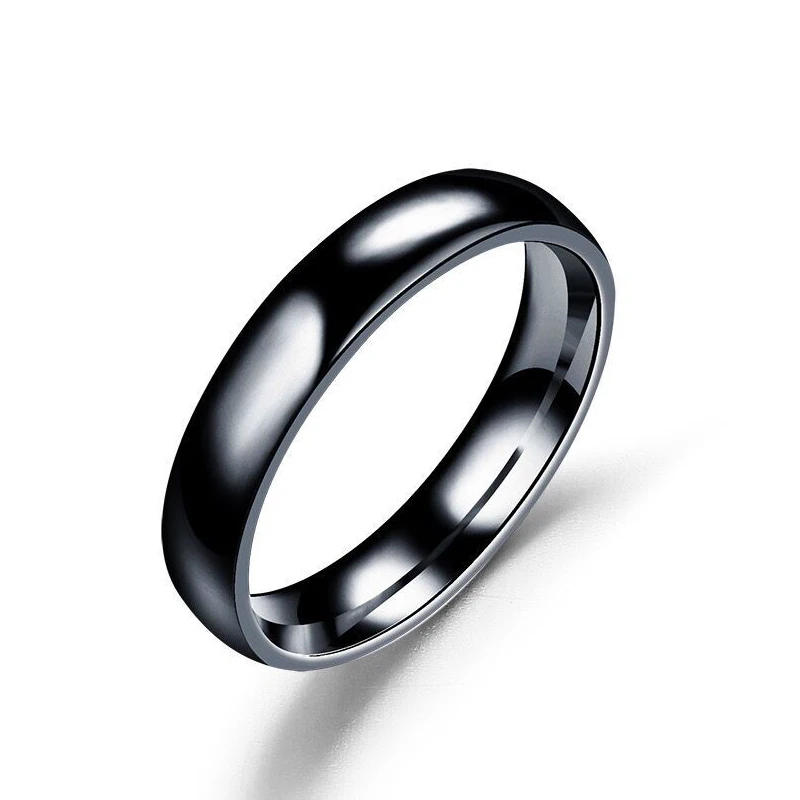 Wholesale Jewelry --  Titanium steel Small Smooth Rings for Men Women Black / White / Gold / Rose  No Change Color