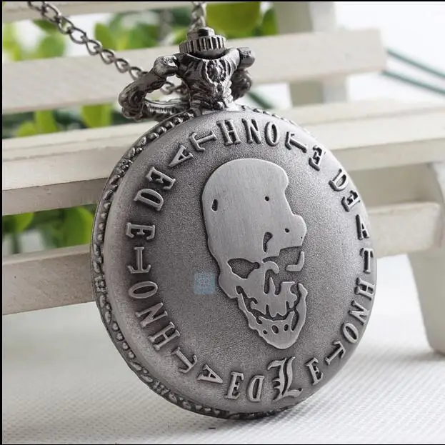 Death note quartz pocket watch anime pocket watch Flip clock Fashion quartz gray chain watches