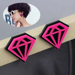 Fashion Women's Acrylic Big Geometric Stud Earrings Girls Hip Hop Brincos Night Club Party Jewelry Gift