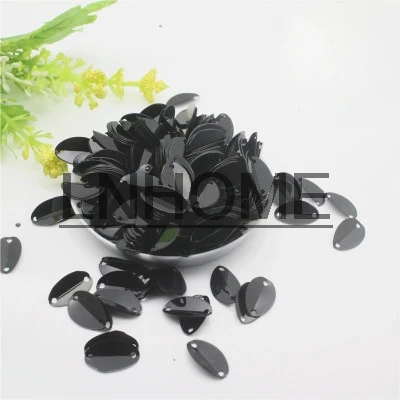1000pcs 8*13mm Cup Oval Folded Sequins Horse Eyes Shape For Crafts Loose Paillettes Diy Wedding Sewing Accessories Black