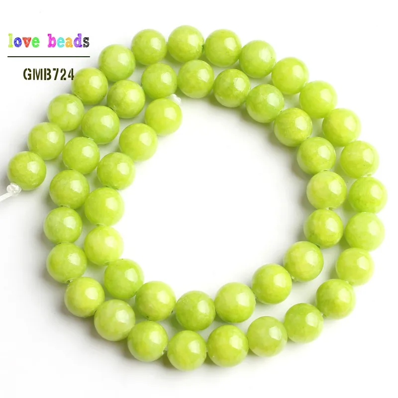 Lemon Green Stone Beads Jades Round Beads for Jewelry Making 15\'\' Strand DIY Bracelet Jewellery 6mm 8mm 10mm