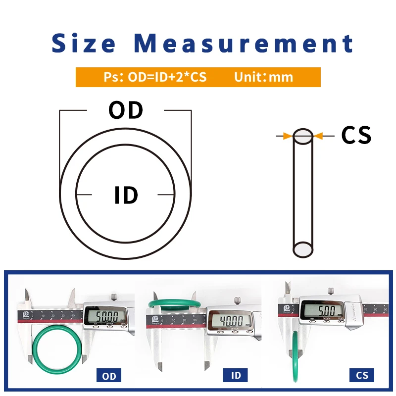 FKM حلقات فلور أو ، أختام خضراء ، CS  ، OD 5 ، مطاط ، 6 ، 15 في اللوت 5/7/. 5/9/. حلقة طوقا حلقات غسالة ، 5 ، 11x1.5mm