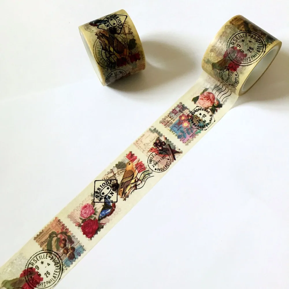 Beautiful  30mm*5m  Beautiful  Vintage Rose and Birds Stamp/ Adhesive Tape DIY Scrapbooking Masking Tape