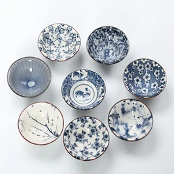 Gaiwan-青と白の中国の磁器のお茶セット,セラミック,カンフー,レトロなスタイル,クリエイティブなギフト,ランダムなスタイル,6ピース/セット