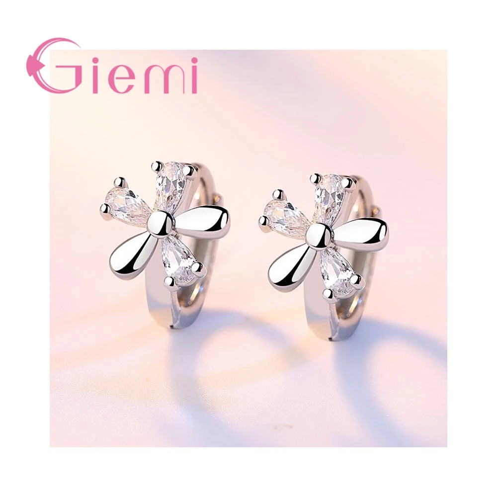 925 Sterling Silver Classic Square Austrian Crystal Stone Earrings Bridal Wedding Ceremony Propose Jewellery