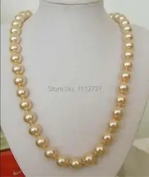 12 14mm AAA gold-color South Sea Shell pearl necklace 24