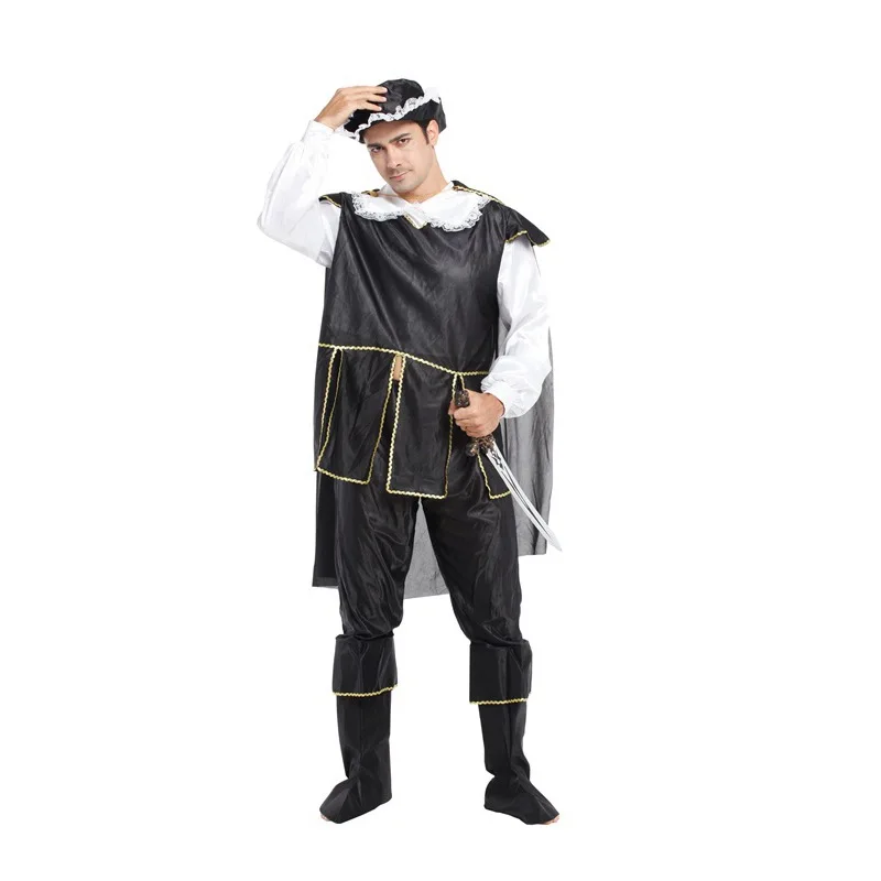 Men Swordsman Pirate Costume Halloween Warrior Robin Hood Cosplay Carnival Purim Christmas Masquerade Stage Performance Dress