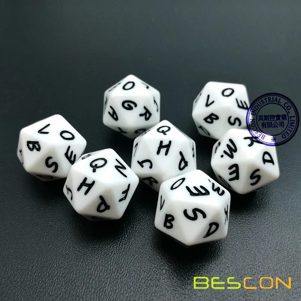 Bescon Alphabet Dice 20 Faces A-T Uppercase, 20 Sides Letter Dice, 3pcs Set