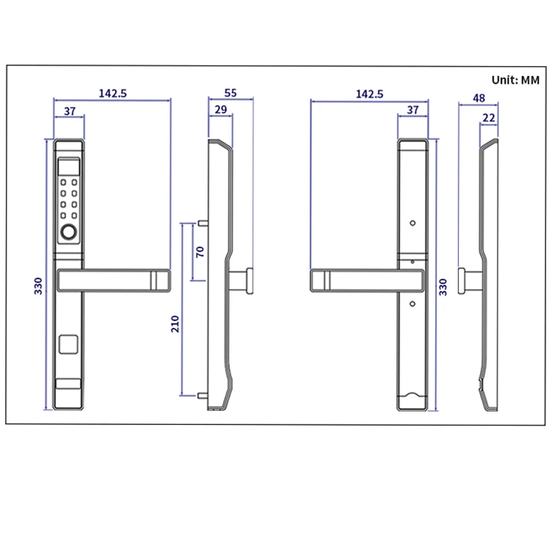 304 Stainless Steel Waterproof Biometric Fingerprint Door Locks with M1 card, password, key unlock for Outdoor Aluminum door