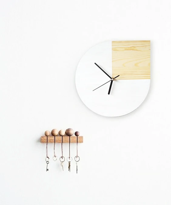 12inch Mute Clocks Creative Table Clock Home Decor Modern Nordic Wood Wall Clock Minimalist Round Hanging Clock