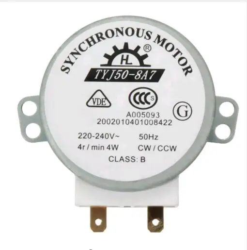 AC 220V-240V 4W 50Hz CW/CCW Microwave Turntable Turn Table Synchronous Motor TYJ50-8A7 D Shaft 4 RPM