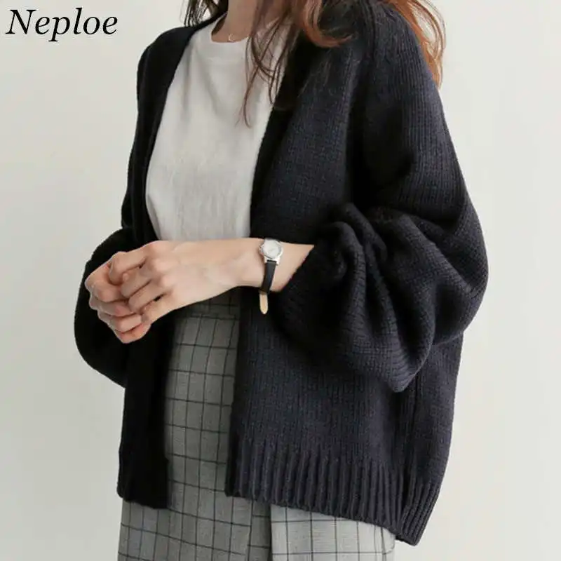 Neploe Sweater Cardigan Women\'s 2023 New Korean Loose Sweater Women Coat Solid Knitting Outwear Female Casual Open Stitch 36530