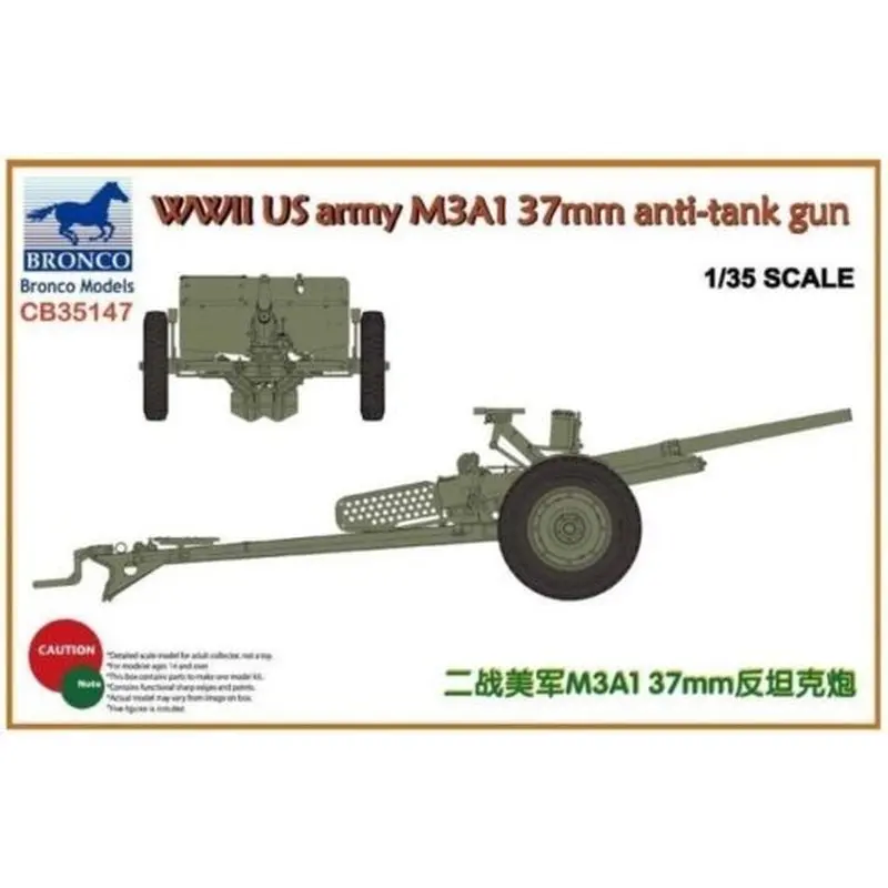 BRONCO CB35147 1/35 WWII US army M3A1 37mm anti-tank gun - Scale Model Kit