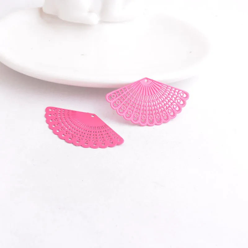 50pcs AB4460 22mm*39mm fan-shaped Connectors Deep Blue Rose Color Charms